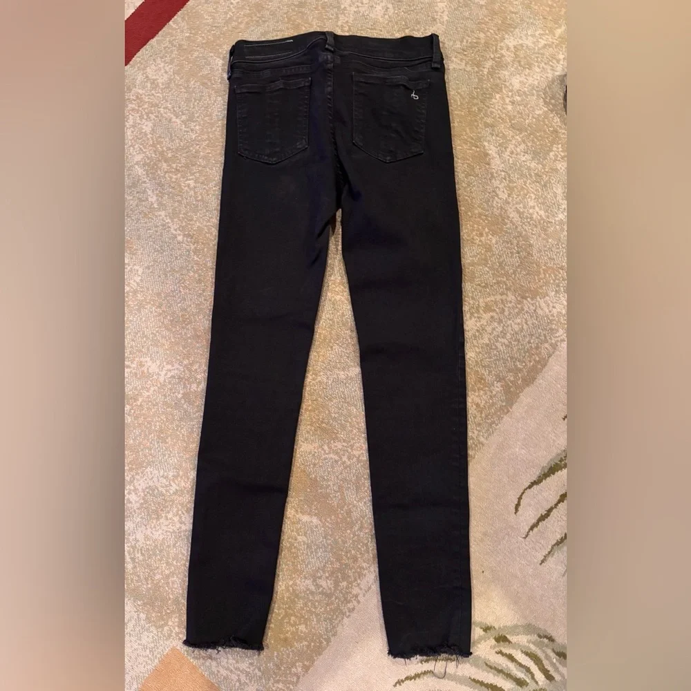 rag & bone Ankle Skinny Jeans Women’s 27 Black Raw Hem Stretch Denim